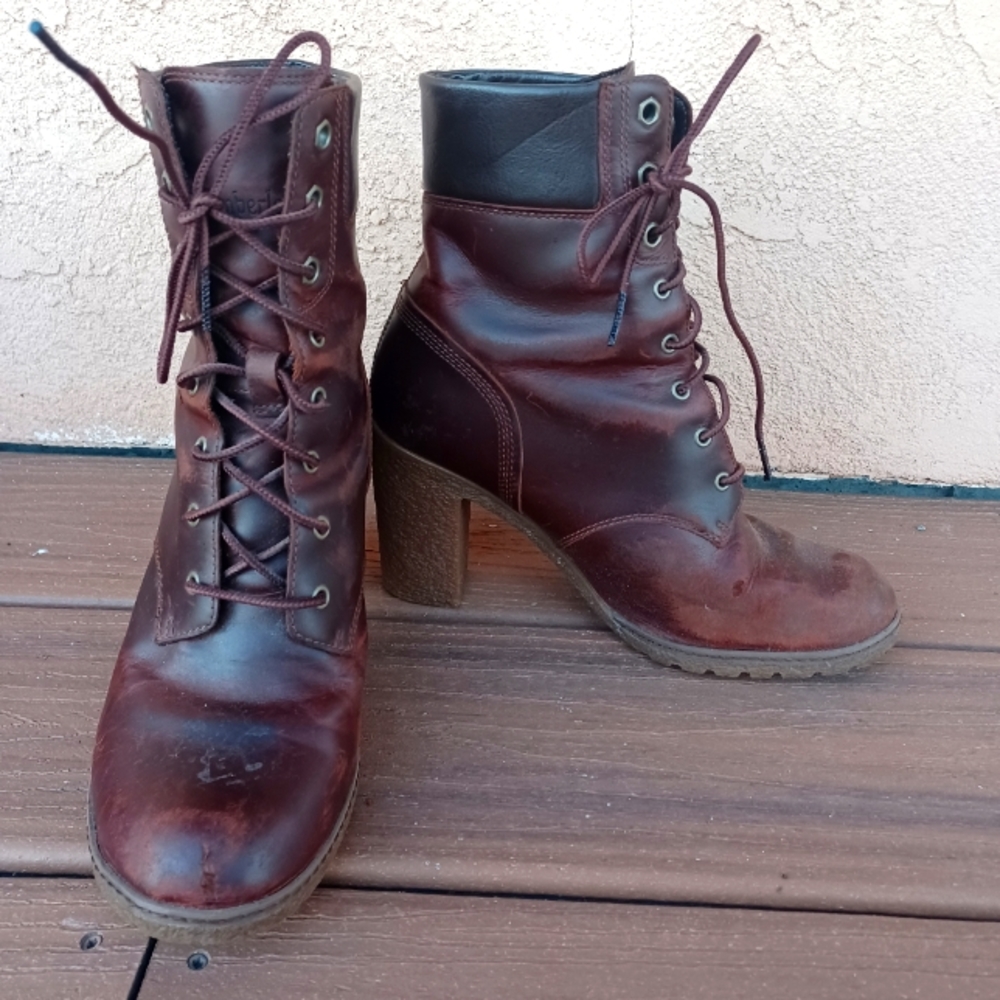 Timberland Boots Womens 7.5 Tillston Pump Heels Ankle Booties A0334 Round
